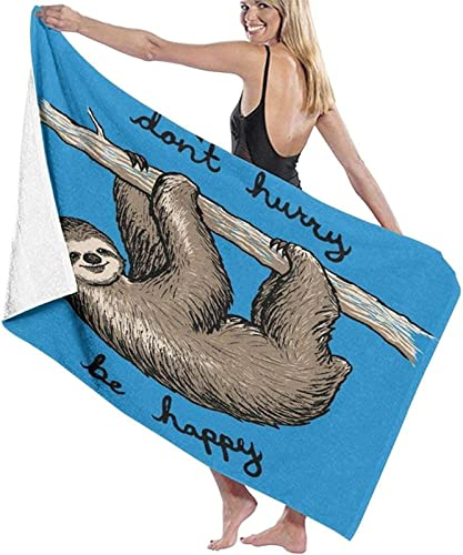 EMENZA Niedliches Faultier Strandtuch 100 x 200 cm, 3D Faultier Microfaser Strandtuch Badetuch Groß, Strandtücher Herren Frauen Badetücher, Strandlaken, Handtuch