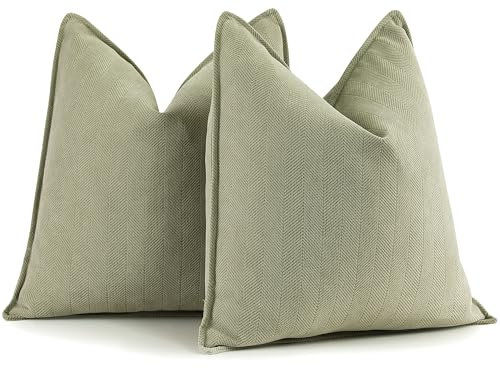 ZWJD Salbei Grün Kissenbezug 55x55 2er Set Chenille Kissenbezüge Sofakissen Kissenhüllen mit elegantem Design, weiche und luxuriöse dekorative Dekokissen für Couch, Bett und Heimdekoration