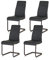 KHG 4er Set Esszimmerstühle Schwingstuhl Polsterstuhl Küchenstuhl Kunstleder Anthrazit - Design Stuhl Sitzhöhe 48 cm - Freischwinger mit Griff, für Esszimmer, Büro, Küche