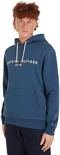 Tommy Hilfiger Sweat à Capuche Logo Tommy avec Capuche, Bleu (Aegean Sea), M