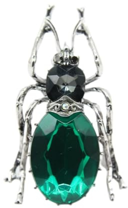 JINZIJINYU Vintage Damen Strass Brosche Glas Spinnen Brosche Insekten Anstecknadel Weibliche Insekt Corsage Anzug Anstecknadel Schal Knopf Grün