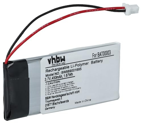vhbw Akku Ersatz für Cardo BAT00003 für Wireless Headset Kopfhörer (450 mAh, 3,7 V, Li-Polymer)