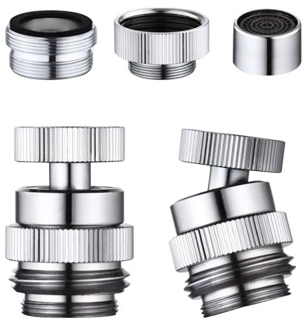 SNUTUYA Kit adattatore per rubinetto del lavandino, adattatore aeratore girevole per collegare il tubo da giardino, adattatore multi-filo per tubo da giardino per bagno/cucina, filettatura destra da 3
