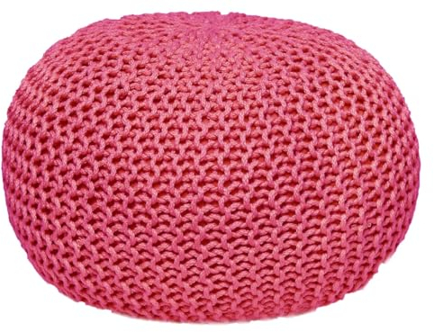 Amago home Pouf Outdoor ø 55 o. 45cm Bodenkissen Sitzpouf Hocker wetterfest pflegeleicht & nachhaltig Größe ø 55 cm, Farbe pink - Rosebloom