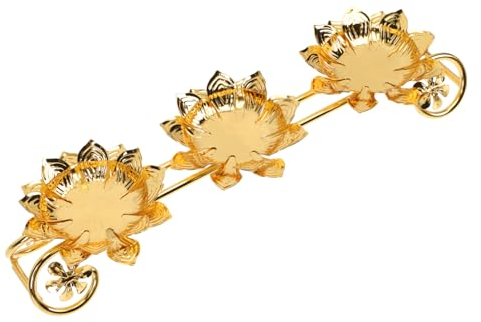 TOPPERFUN Lotus Kerzenhalter aus Metall mit Zierlicher Dreifacher Lotusblütenform Tragbar für Zuhause oder Büro Geeignet Beruhigend und Dekorativ