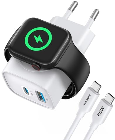 Cargador para Apple Watch y iPhone, 20W USB C Cargador Carga rapida, 3 en 1 PD3.0 iWatch Cargado Reloj para Apple Watch Series 10/9/Ultra/8/7/6/SE, para iPhone 15/15 Pro/15 Pro MAX, Blanco