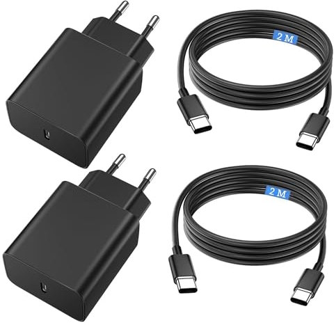 45W Chargeur USB C Secteur Charge Rapide pour Samsung Galaxy S25/S24/S23/S22/S21 Ultra/S20/S20+/Note 20/10/9/8/A73/A53/A52/S10/S9 et 2M Câble (Câble TPE, 2M)