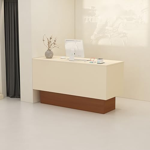 Empfangstheke Laden-Theke Verkaufstheke Tresen Bar Theke mit abschließbaren Schubladen und Ablagefächern Bürotheke Rezeption Tisch für Firmenhallen Hotelrezeptionen Bekleidungsgeschäften.(Apricot brow