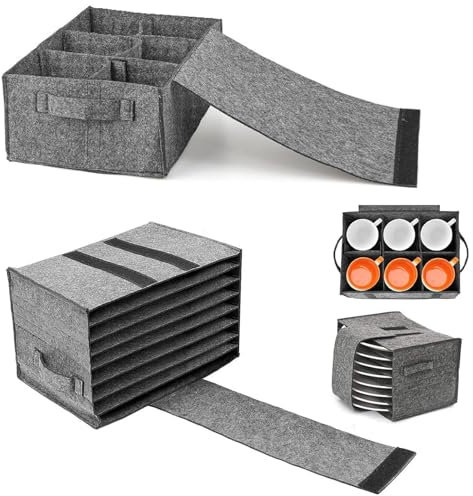 Soporte para Platos de Fieltro,2 Piezas Organizador Platos Contiene 8 Platos y 6 Tazas,Portavasos de Fieltro Organizador de Platos y Tazas para Camping,Cenas de Fiesta,Caravanas y Barcos,seca platos