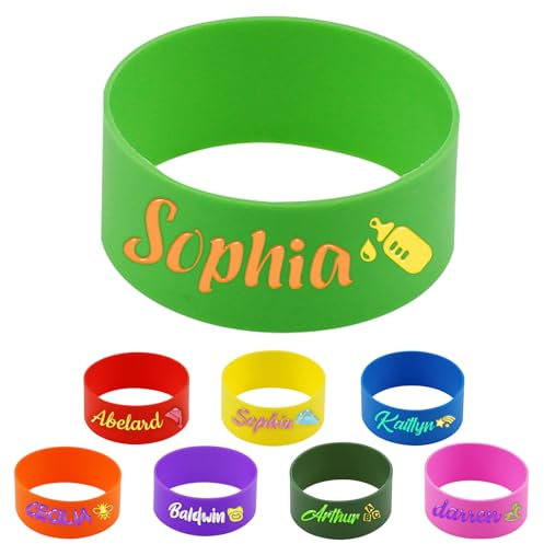 Personalisierte Wasserflaschenetiketten, individuelles Wasserflaschen-Namensband, individuell graviertes, wiederverwendbares, wasserdichtes Flaschenband aus Silikon, Etiketten für Becher