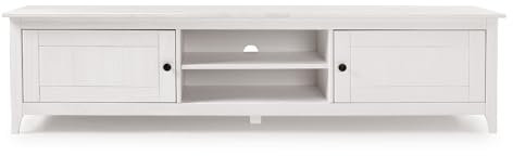 Buyqualia Mesa TV OSMA, 2 Puertas 2 Huecos, 45x180x35, Blanco Abierto (Grande)