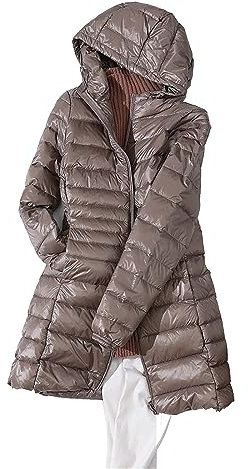 Winterjacke Damen Lang Glänzende Oberfläche Daunenjacken in Schlanke Passform Steppjacke mit Kordelzug Übergangsjacke Kapuzenjacke Softshellmantel Outdoor Pufferjacke Warm Wintermantel Damen Lang