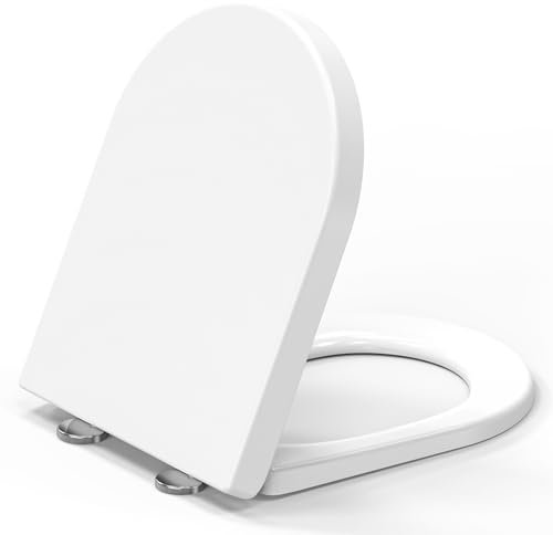 Tavoletta Wc Universale D Forma, YEAUPE PRO Sedile WC Con Chiusura Ammortizzata e Funzione di Sgancio Rapido, Bianco, 46,4 * 35,9 * 5CM