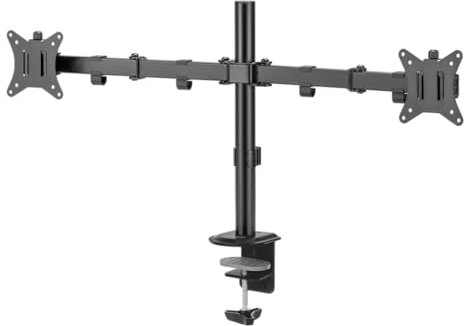 SENSE7 FLOAT DOUBLE, Supporto Monitor Scrivania, Braccio Monitor per 2 Schermi 17-32, Compatibile VESA 75x75 e 100x100 mm, Portata Max 441 mm, Rotazione 360°, Carico Max 2x9 kg, Gestione Cavi