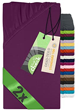Emily´s Check Doppelpack Bettlaken Betttuch Spannbettlaken 1493.2123, 140 x 190-200 cm, Lila
