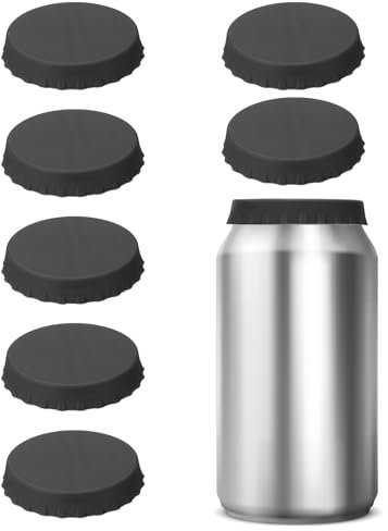 PATIKIL Silicone Soda Can Lids, 8 Pack Reusable Soda Can Cover Stopper Protector for Beer Drink Juice Beverage, Fits Standard Cans, Black