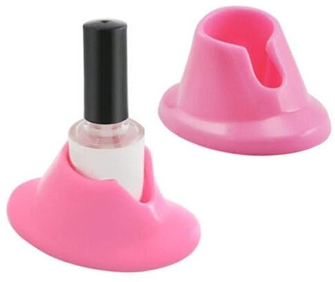 2 Pcs Pink Nail Holder Soft Rubber, Nail Polish Bottle Holder Display Nail Art Varnish Polish Seat Tool Anti-spill Bottle Stand Manicure Display Tools Nail Art Supplies for Nail Organizer Display