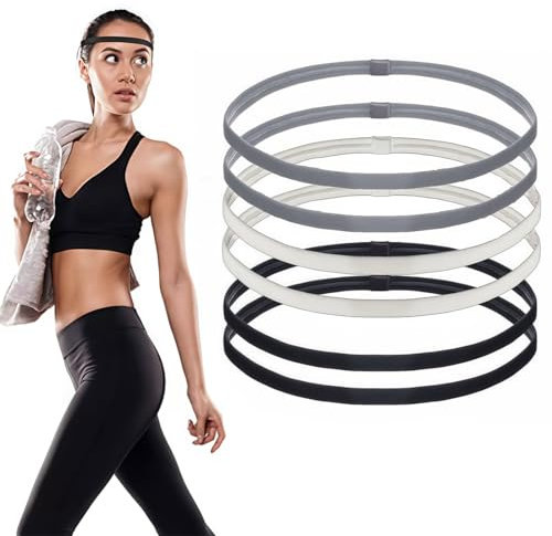 XYTAHDM 6 Stück Haarband Herren, Damen & Kinder - Rutschfeste Sport Stirnbänder, Elastische Haarbänder für Yoga, Fußball, Joggen & Alltag