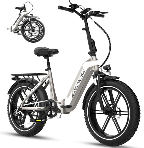 ECORUSH ECO R2 Vélo Électrique Pliable, Pneus 20×4,0 Pouces, Châssis Haute Résistance, Batterie de 48V 499.2Wh, 7 Vitesses, Écran LCD, VTT Électrique de 250W 25 km/h pour Hommes et Femmes