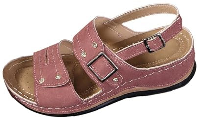 CreoQIJI Langlaufski Set Damen Klassisch Mit Bindung Und Schuhe Damensandalen Bequeme Und Modische Sandalen Mit Offener Spitze Und Einer Zehe Retro Leichte Strandurlaubssandalen Mit (Pink, 36)