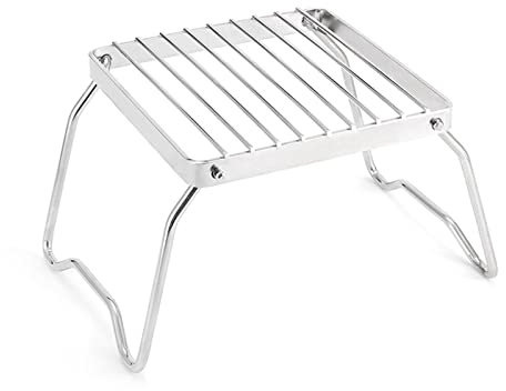 Grilles de camping avec pieds pliables, grille en acier inoxydable pour réchaud à gaz, support de feu de camp, grille portable pour la randonnée