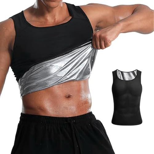 LIUYIDM Tuta Sauna Uomo Sauna Maglietta Uomo Dimagrante Maglietta Palestra Canotta Dimagrante Sudorina Maglia Compressione,Adatto per Esercizi, Palestra, Yoga