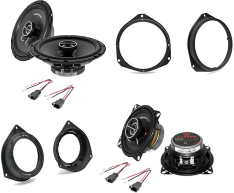 Superauto hi-fi Kit 4 Casse Altoparlanti compatibile con Fiat Grande Punto Kit Anteriore e Posteriore con Adattatori e Connettori Inclusi