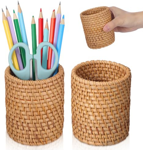 Gatuida Gewebter Stifthalter 2Er Set Stifte-Organizer Für Schreibtisch 3.94X2.95X2.95In Robuster Bleistifteköcher Zur Aufbewahrung Von Stiften Make-up Und Bastelutensilien