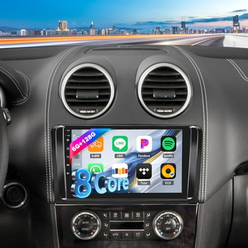 Android 15, 6G+128G 8Core GOHHDL Autoradio 2 Din für Mercedes Benz ML GL W164 ML350 ML500 GL320 X164 ML280, 9 Zoll Auto Bildschirm mit Carplay Android Auto BT GPS Navi WiFi FM/RDS SWC Rückfahrkamera