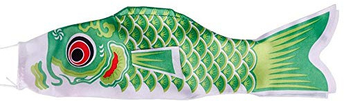 Bandiera a forma di carpa in stile giapponese, 40/70/100 cm, decorazione da appendere per esterni, decorazione da giardino e cortile (100 cm verde)