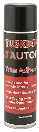 Tuskbond Autofix Trim Adhesive Spray Glue 500ml - High Temperature Contact Adhesive for Car Upholstery, Headlining, Fabric, Foam, Carpet, Metal, Plastic & Wood - Fast Drying Automotive Spray Glue