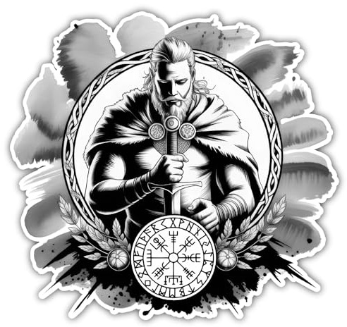 Samunshi® Frey Gott des Friedens Aufkleber Autoaufkleber für Motorrad Fahrrad Roller oder Auto Wohnmobil SUV Geländewagen Wikinger Sticker Dog Dogo 10x10cm