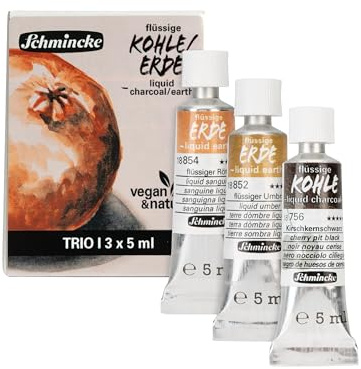 Schmincke Trio Flüssige Kohle/Erde Kartonset 3 Tuben x 5 ml, 18 860 097