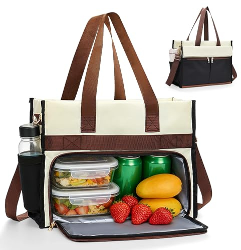 Dumenix 2-in-1 Laptop Bag with Insulated Lunch Compartment, 15.6 Inch Work Tote for Women, Leakproof Lunch Bag, Lightweight for Business, Office, Nurse, Teacher