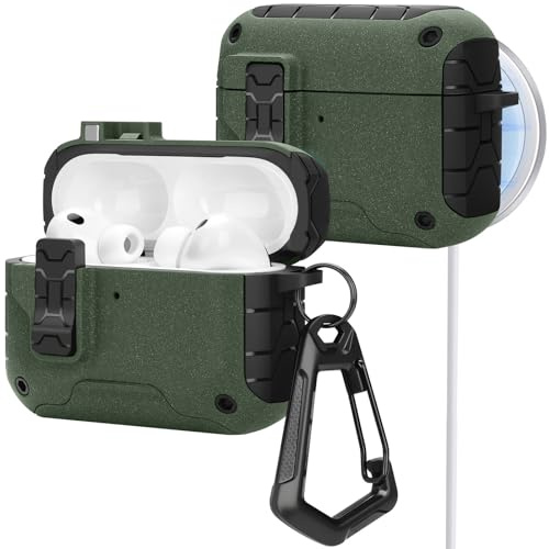HITZEE Hülle für AirPods Pro 3, kompatibel mit AirPods Pro 3rd Generation Hülle (2025), Magnetisch Auto-Locking mit Telefonständer, Kompatibel mit MagSaf Case, Grün