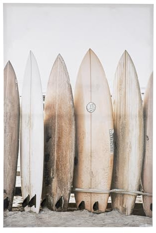 GILDE Bild Surfbretter aus Holz und Leinwand - rechteckig - strukturiert - Höhe 120cm x Breite 80cm - braun