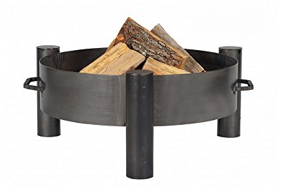 Hohe Feuerschale Feuerkorb aus schwarzem Stahl 60 x 30 cm Lagerfeuer Holzgrill unlackiert