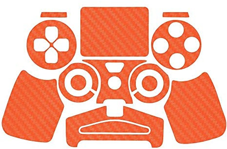 Sticker Autocollant Aspect Carbone 3D Skin pour Manette PS4 Orange