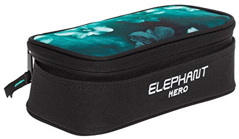 Elephant Mäppchen Jungen Mädchen Federtasche Box Hero Signature Pennal 12727 (Flower Türkis-Schwarz Verlauf)
