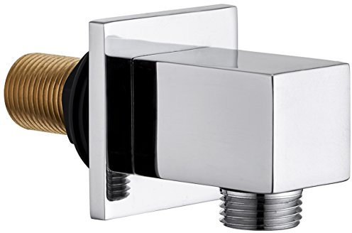 Round/Square Chrome Shower Wall Mounted Outlet Hose Connection Elbow 1/2bsp for Concealed Showers … (Square)