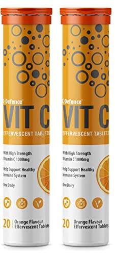 High Strength Drinkable Vitamin C 1000mg - VIT C Supplement - Contributes to The Maintenance of a Normal Immune System - Vitamin C Drink Orange Flavour - 20 Tablet Tube (Pack of 2)