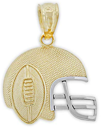 Gold Football Helmet Charm - 10 Karat Solid Gold (Small)