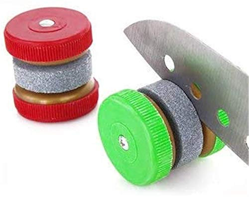 DIVISTAR Mini Kitchen Knife Sharpener Stone Abrader Two Grinding Wheels Sharpening Tool
