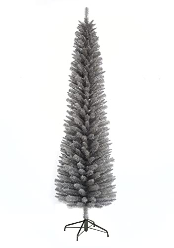 5ft 6ft 7ft 8ft Grey Pine Pencil Slim Artificial Christmas Tree (8ft/240cm)
