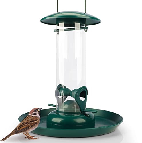 Wildlife Friend I Mangeoires pour Oiseaux Sauvages pour Graines avec Assiette De Nourriture XL - Mangeoire Oiseaux avec Sation Alimentaire Premium, Mangeoire Oiseaux Exterieur Imperméable.
