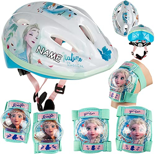 alles-meine.de GmbH 5 TLG. Set: - Sicherheitsset - Kinderhelm/Fahrradhelm - die Eiskönigin - Frozen - Gr. 52-56 - Circa 3 bis 15 Jahre - Größen verstellbar/mitwachsend - TÜ..