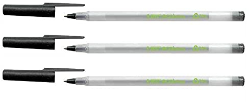 BIC Ecolutions Round Stic Kugelschreiber, Transparent, Schwarz, 3 Stück