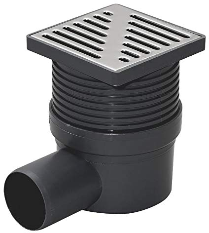 Tycner Bodenablauf Gully-Falle 100x100mm, Schwarz, Metall & Kunststoff, Modern, Abnehmbar