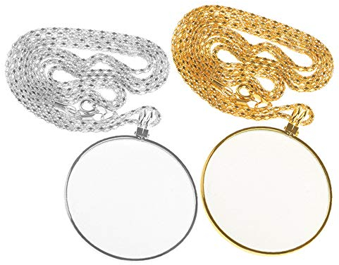 Snowtain 2Pcs Vergrößerung Glas,HäNgende Lupe,Halsketten Lupe,Lupe Monokel-Objektiv Anhänger Lupe Halskette Schmuck Modeschmuck Kette zum Lesen Handwerk Handarbeiten Schmuck Hobbys