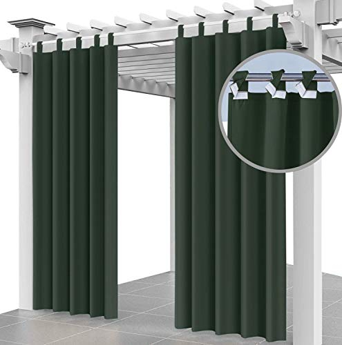 Ferocity Outdoor Vorhang Schlaufengardine 220 x 155 cm Gartenlauben Balkon-Vorhänge Gardinen Verdunkelungsvorhänge mit Schlaufen, Vorhang Wasserdicht für Pavillon Strandhaus (1 Panel) Grün [129]